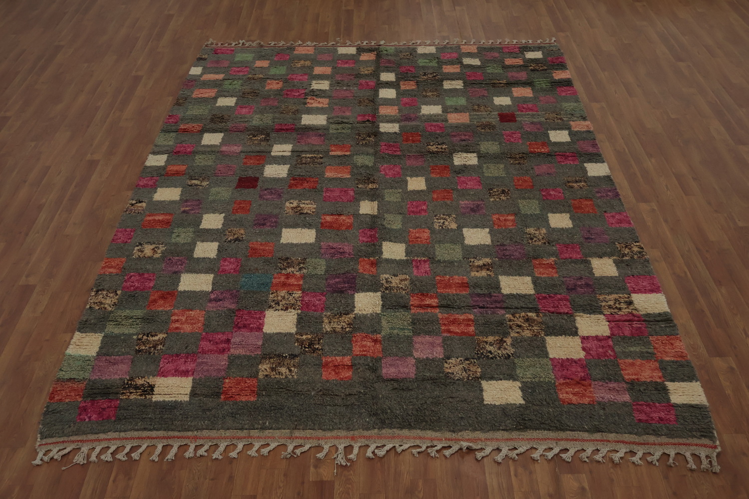 Checkered Moroccan Wool Area Rug 8x11 Enhancing Modern Home Style