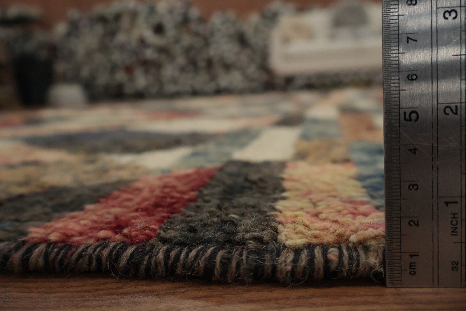 Moroccan Area Rug 8x11 with Earthy Tones and Colorful Stripes