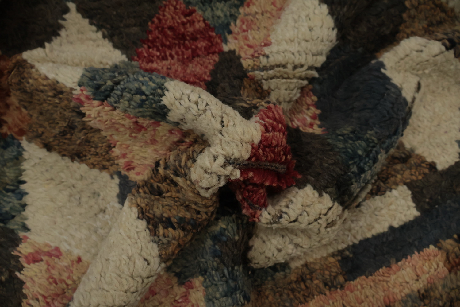 Moroccan Area Rug 8x11 with Earthy Tones and Colorful Stripes
