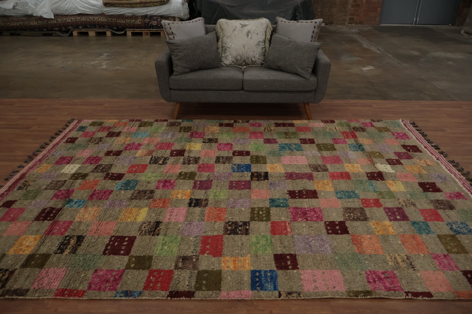 Checkered Moroccan Wool Area Rug 8x11