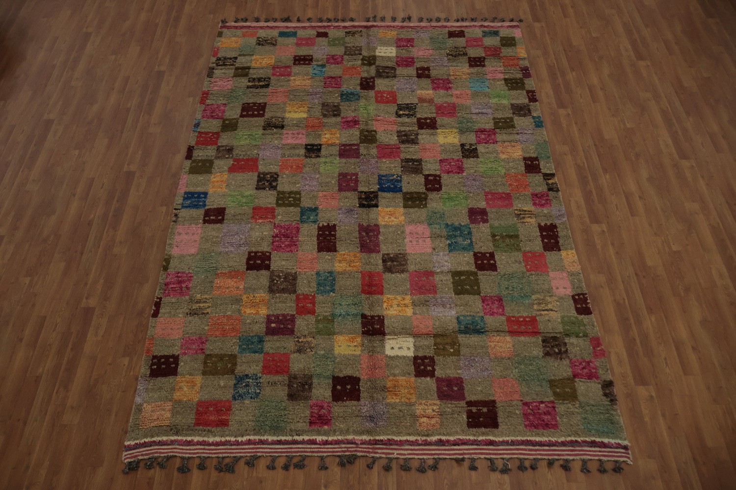 Checkered Moroccan Wool Area Rug 8x11