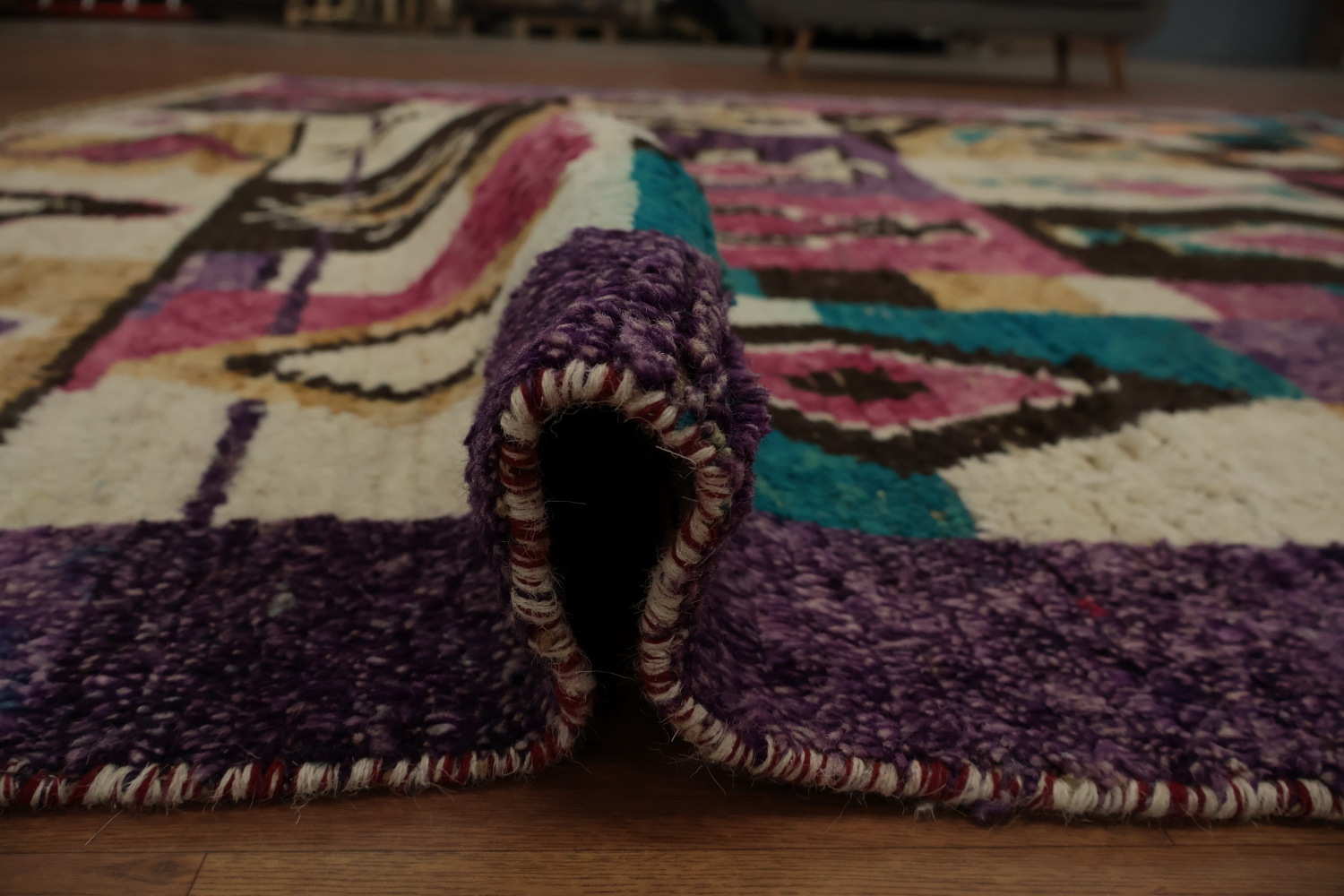 Brightly Colored Moroccan Large Rug 10x14 with Geometric Patterns