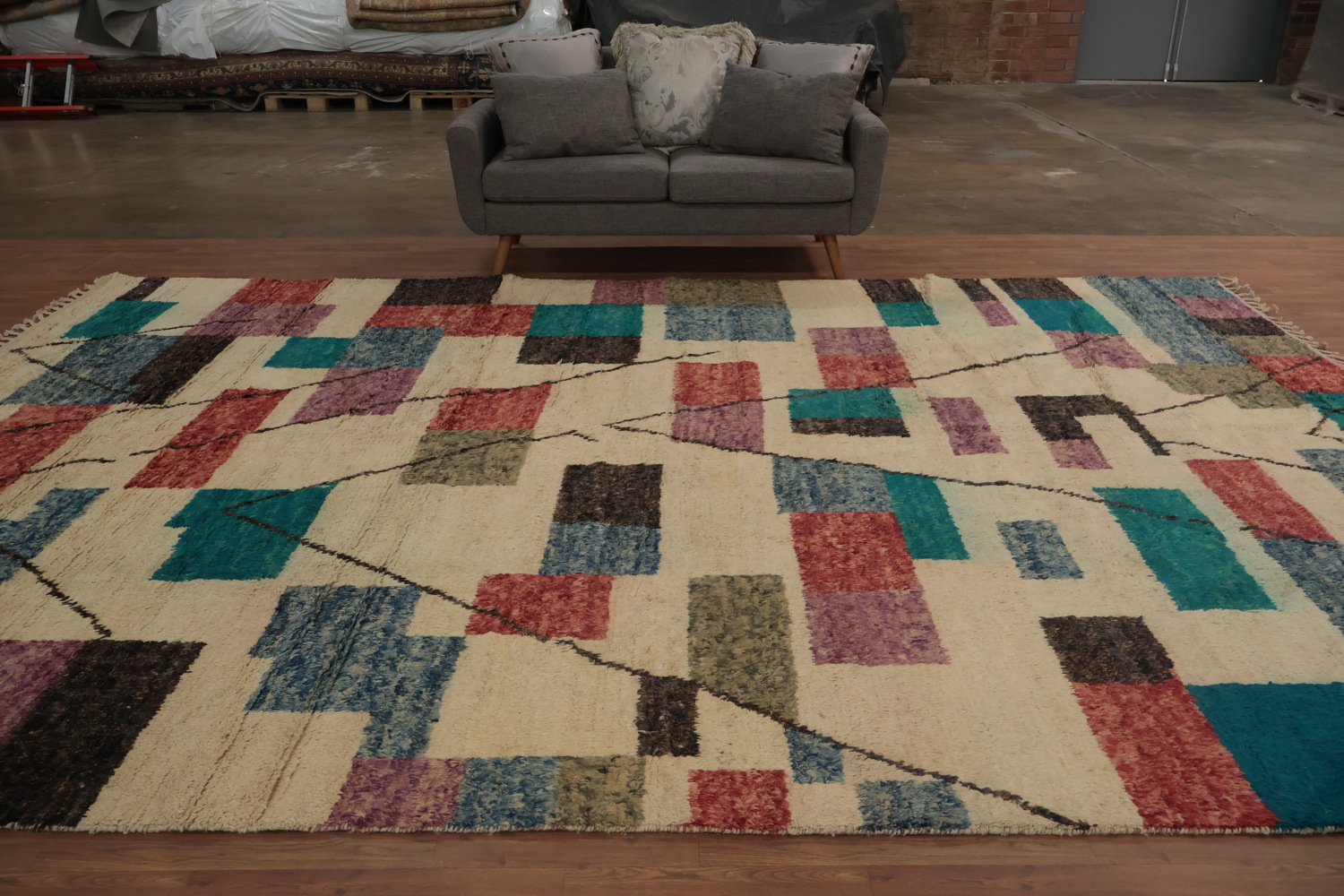 Chic Color Block Geometric Moroccan Area Rug 10x15 for Modern Interiors