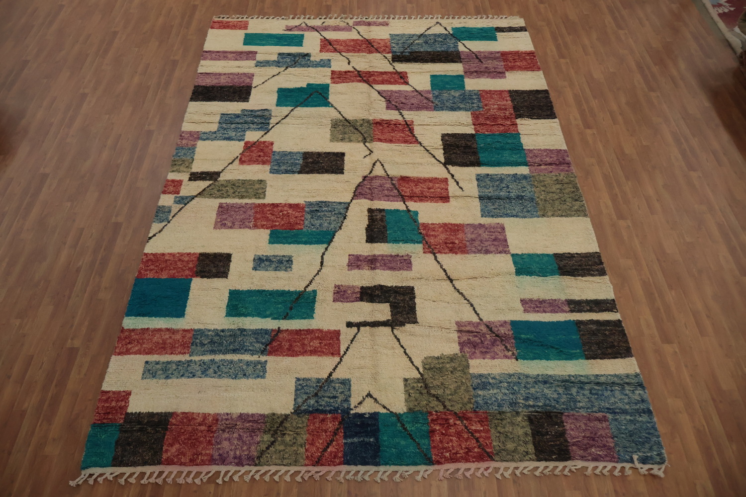Chic Color Block Geometric Moroccan Area Rug 10x15 for Modern Interiors
