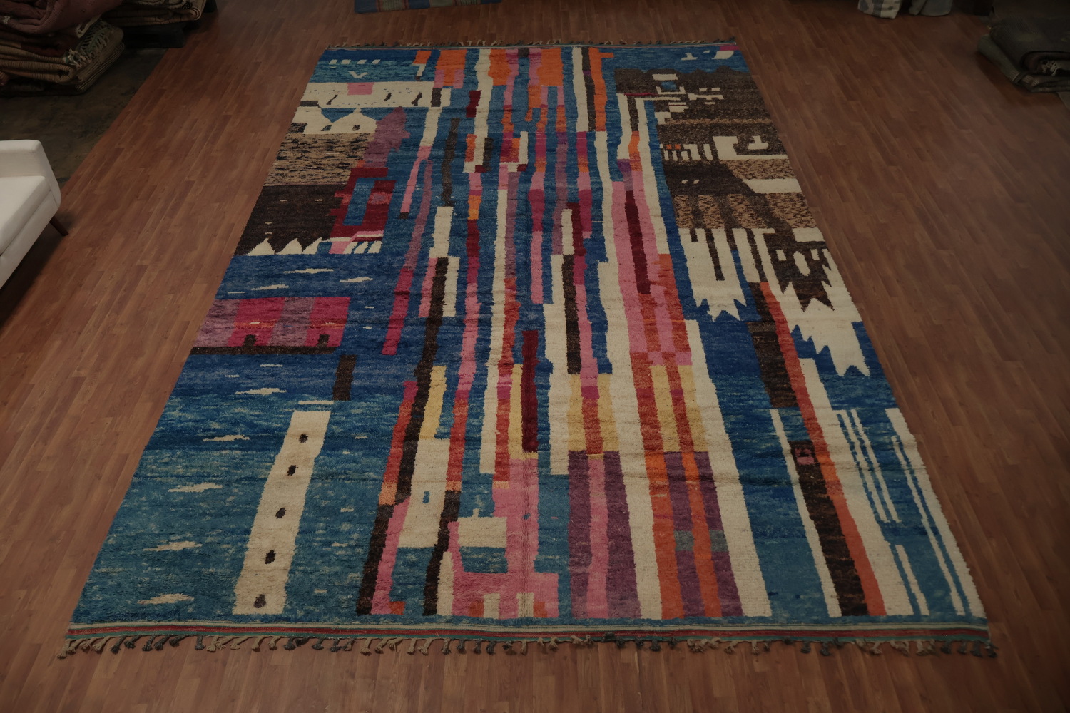 Abstract Multicolor Moroccan Large Rug 12x19 for Modern Living Spaces