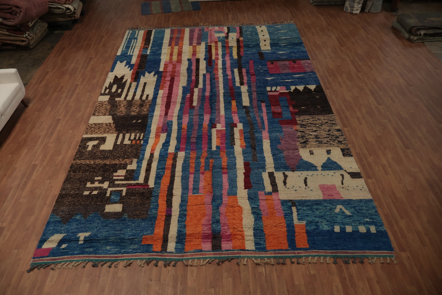 Abstract Multicolor Moroccan Large Rug 12x19 for Modern Living Spaces