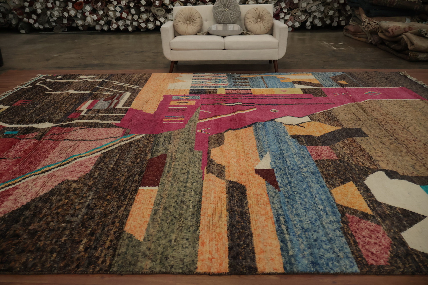 Multicolor Moroccan Large Rug 12x16 with Abstract Artistic Flair