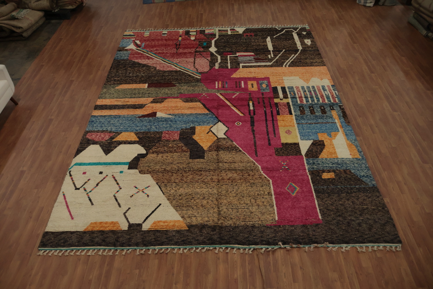 Multicolor Moroccan Large Rug 12x16 with Abstract Artistic Flair