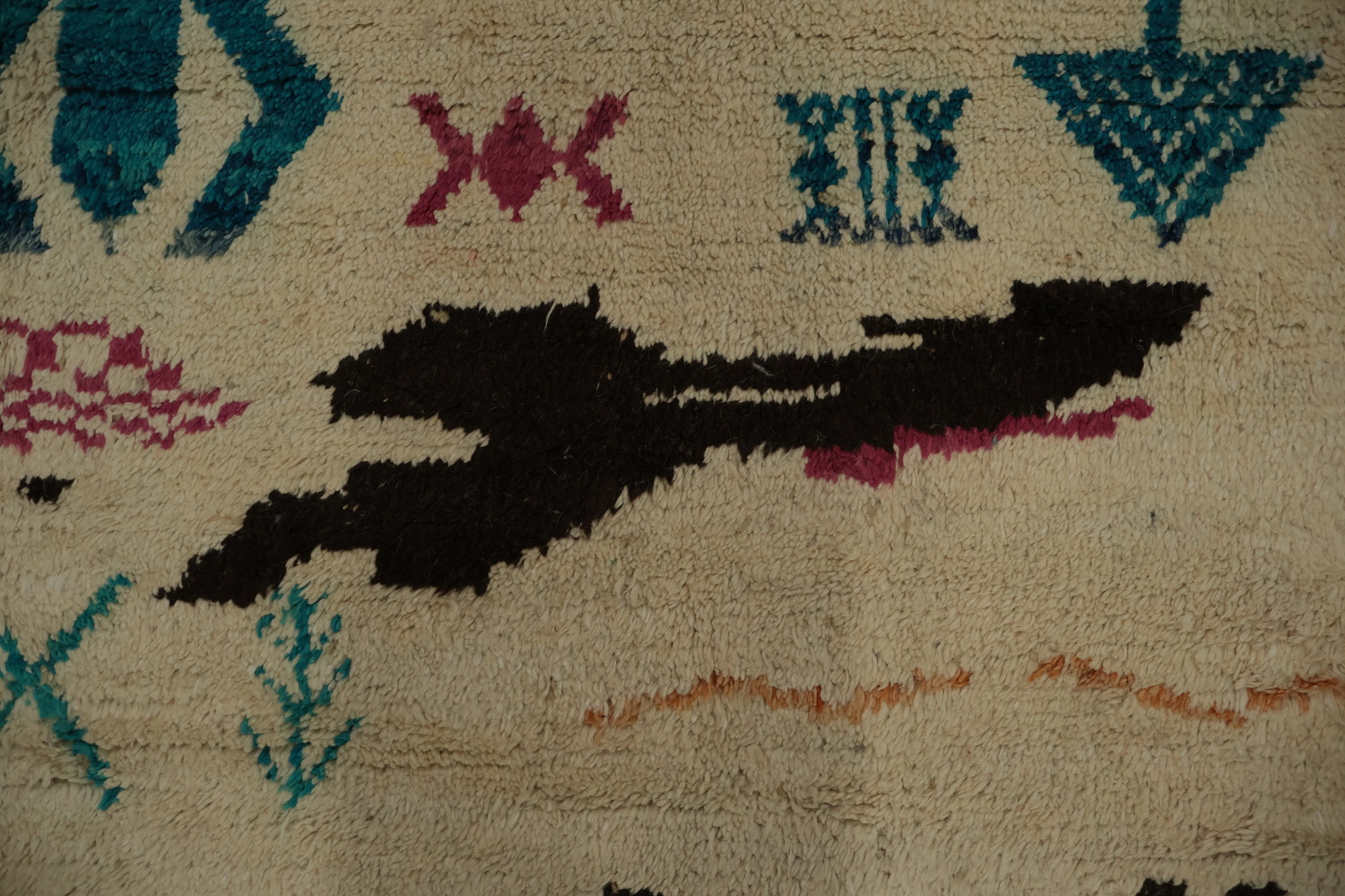 Artistic Moroccan Wool Area Rug 9x13 with Colorful Earthy Hues