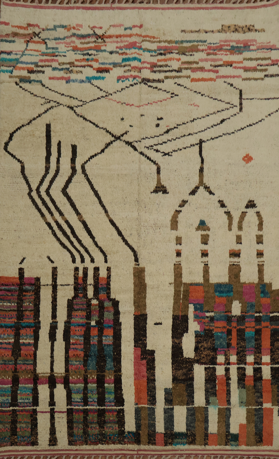 Abstract Moroccan Large Area Rug 9x13 with Colorful Accents