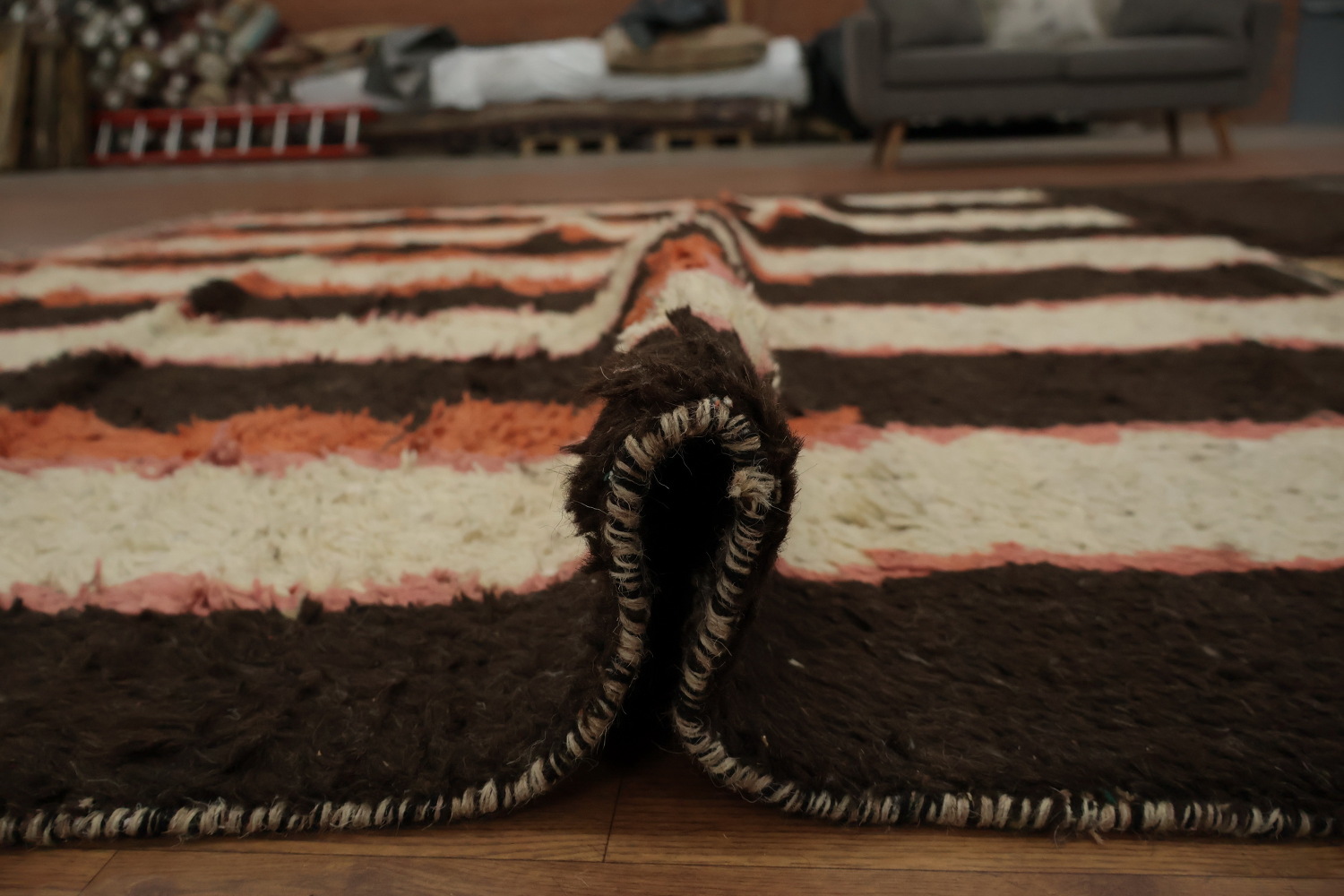Artistic Moroccan Large Rug 10x15 in Earthy Tones and Modern Stripes