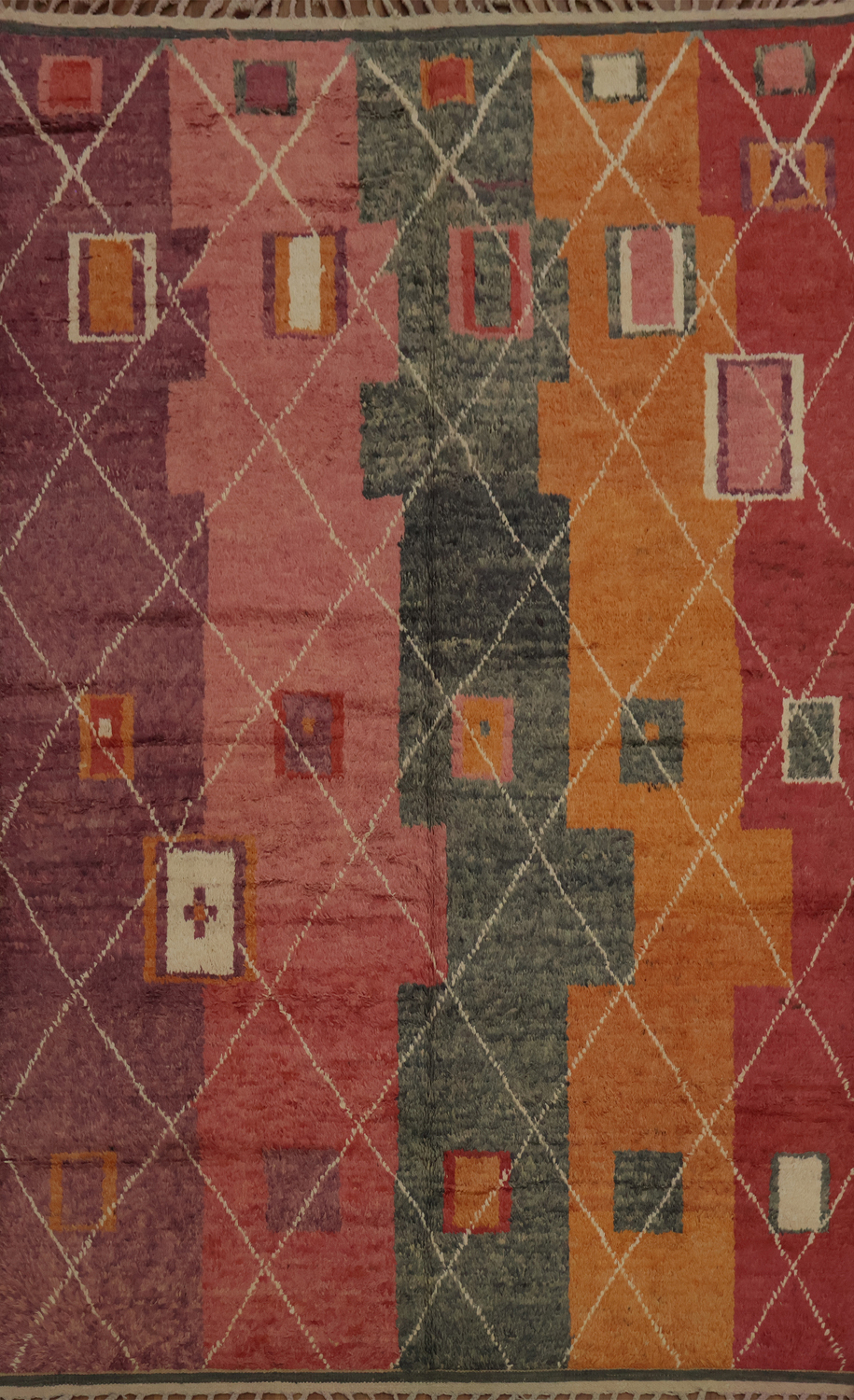 Vibrant Moroccan Wool Area Rug 8x11 with Bold Warm Color Palette