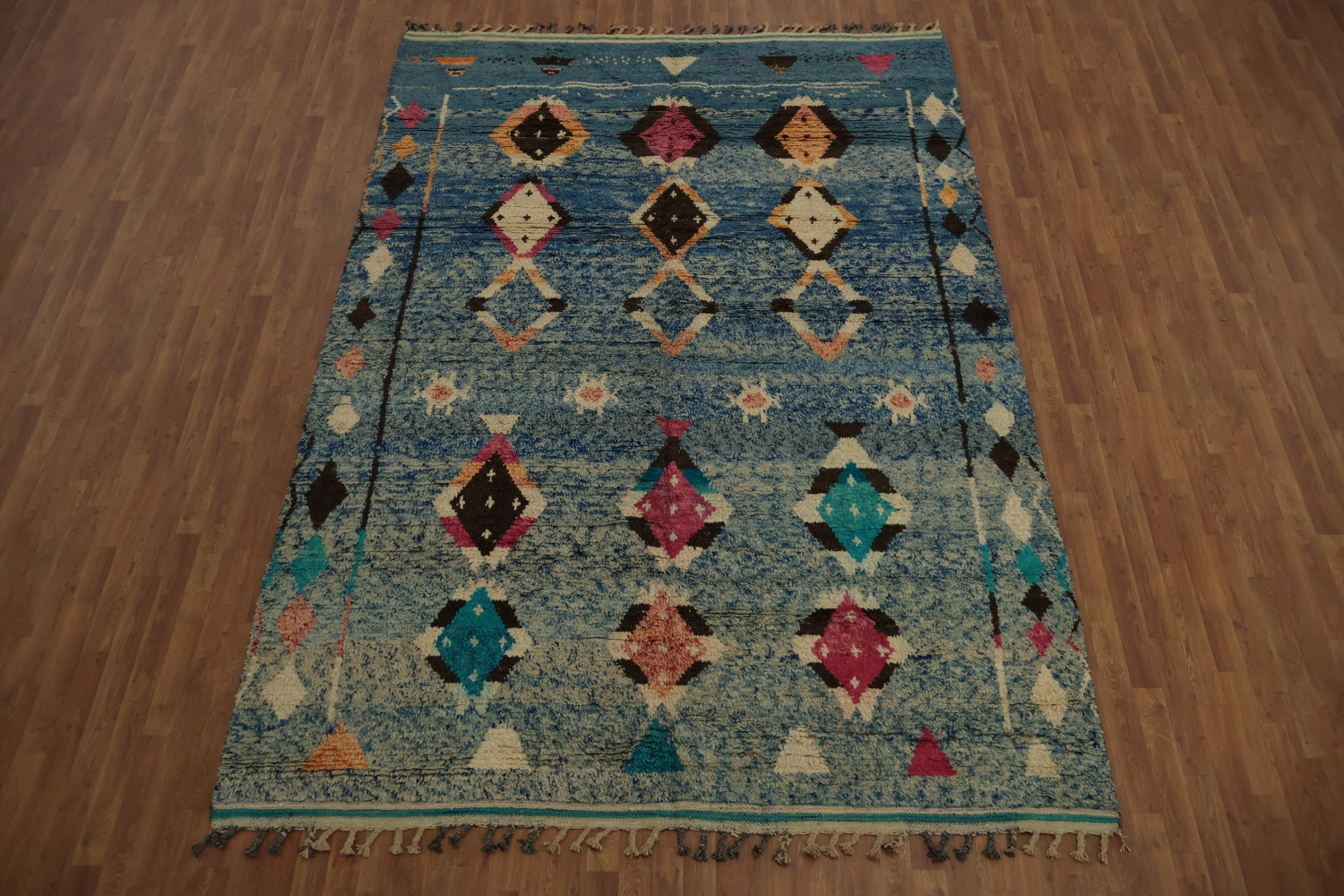 Blue Diamond Moroccan Area Rug 8x11 for Vibrant Home Decor
