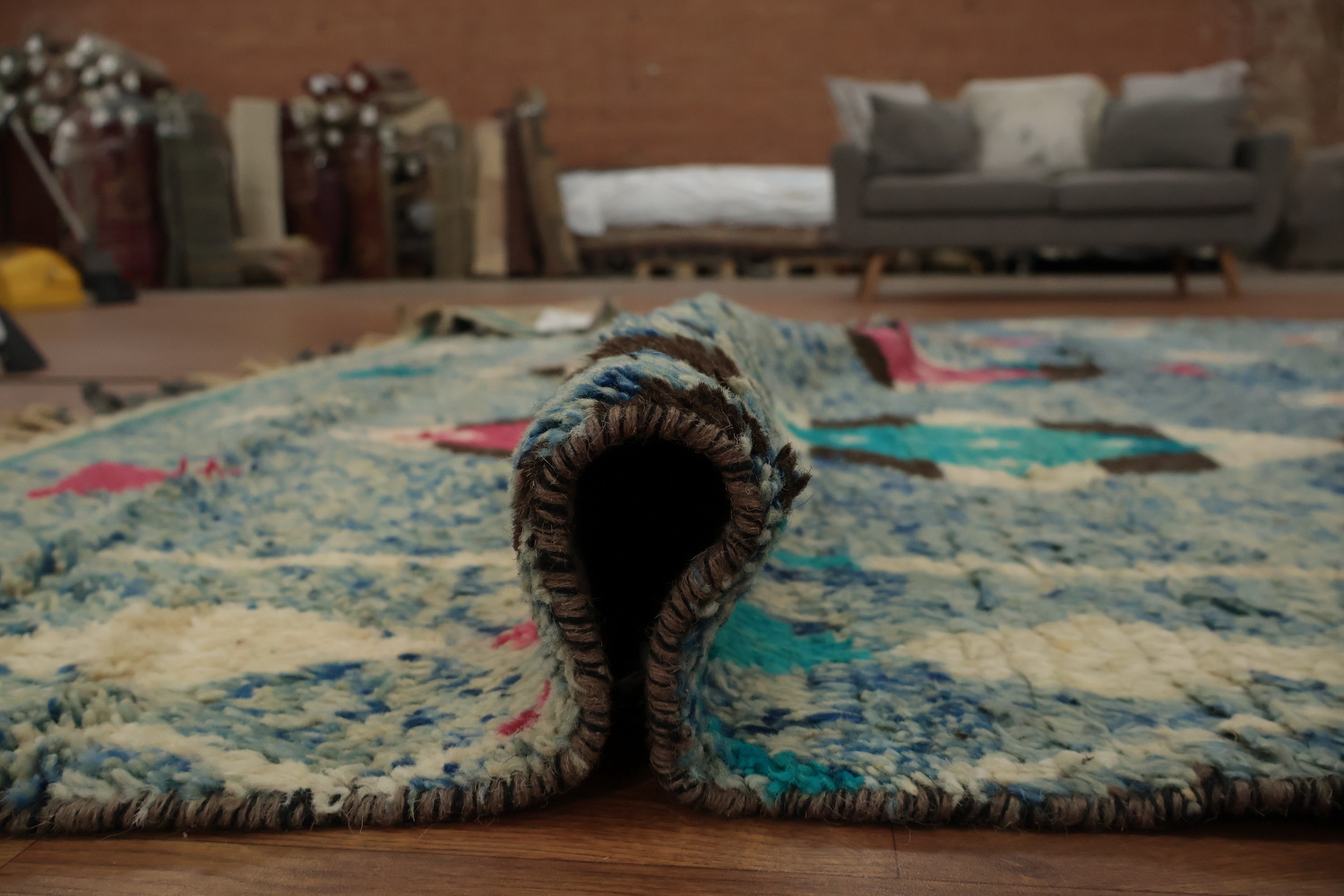 Blue Diamond Moroccan Area Rug 8x11 for Vibrant Home Decor