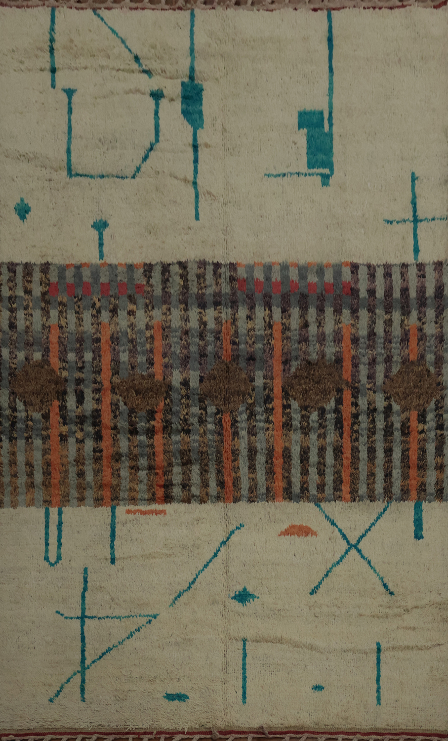 Moroccan Wool Area Rug 7x11 in Muted and Earthy Color Palette