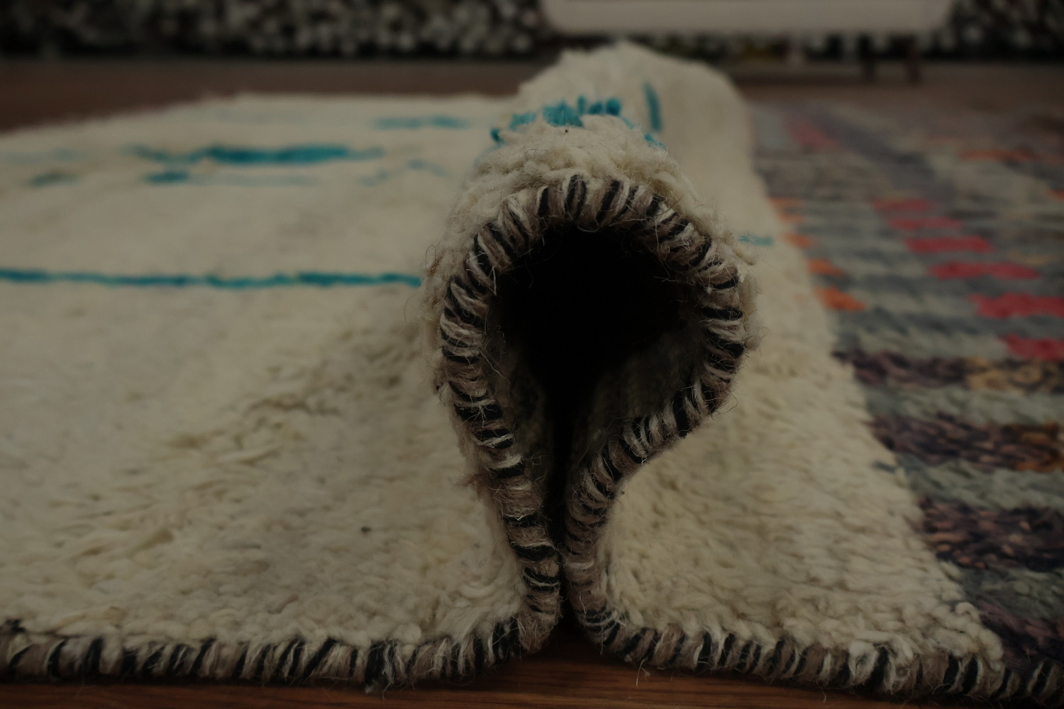 Moroccan Wool Area Rug 7x11 in Muted and Earthy Color Palette