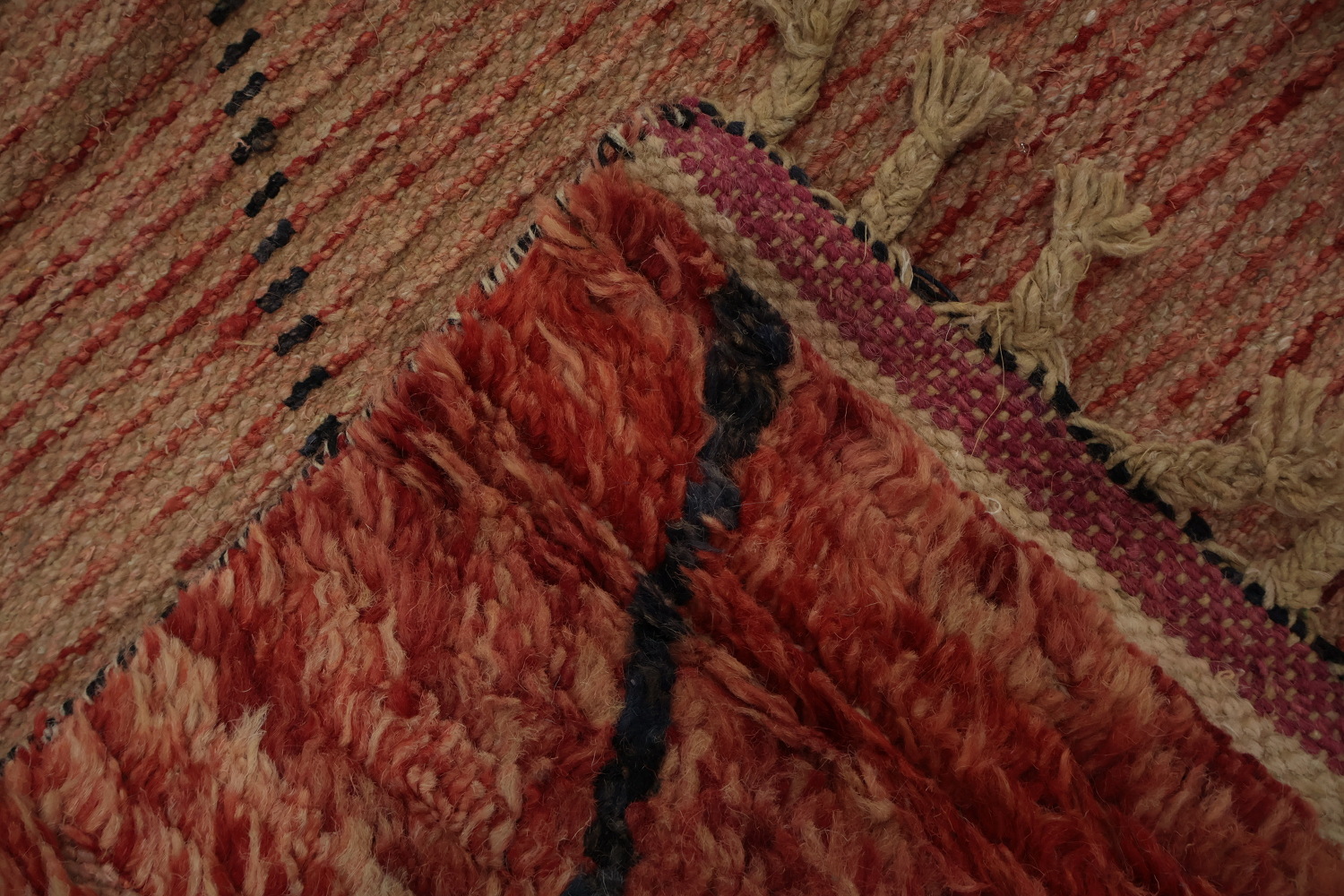Crafted Moroccan Area Rug 7x11 with Geometric and Muted Shades