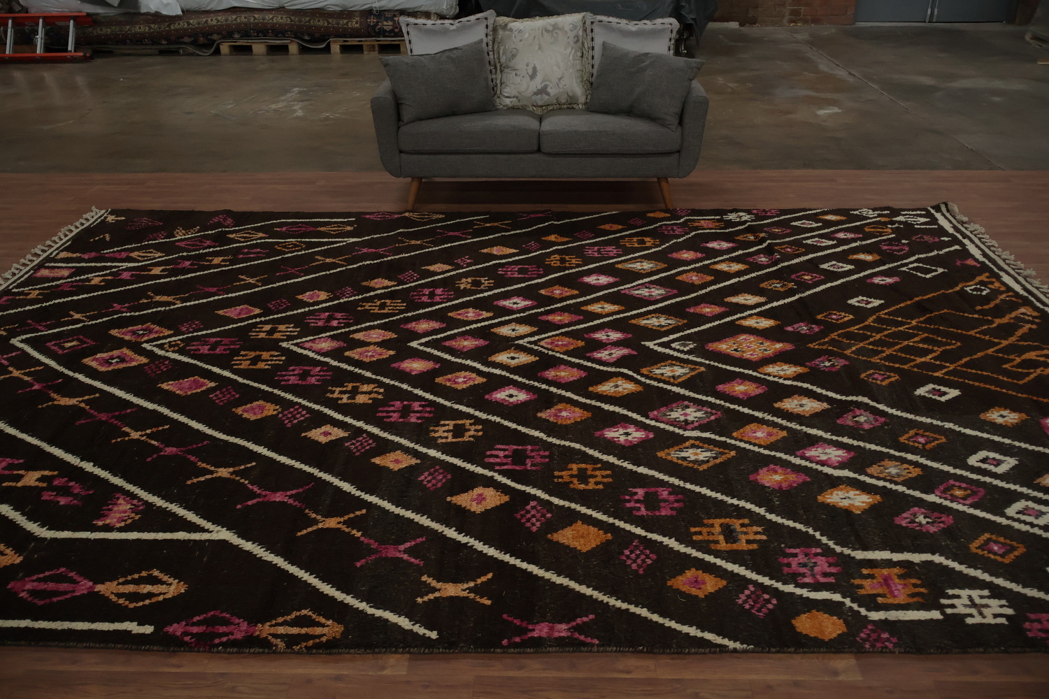 Bohemian Moroccan Large Rug 10x15 with Chevron Patterns