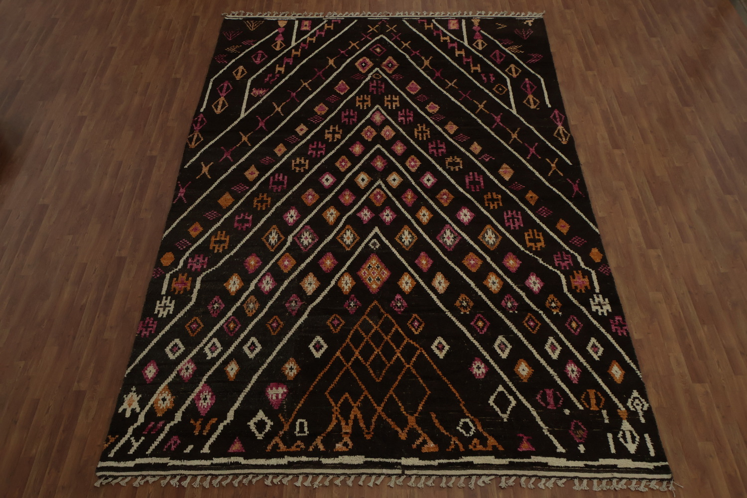 Bohemian Moroccan Large Rug 10x15 with Chevron Patterns