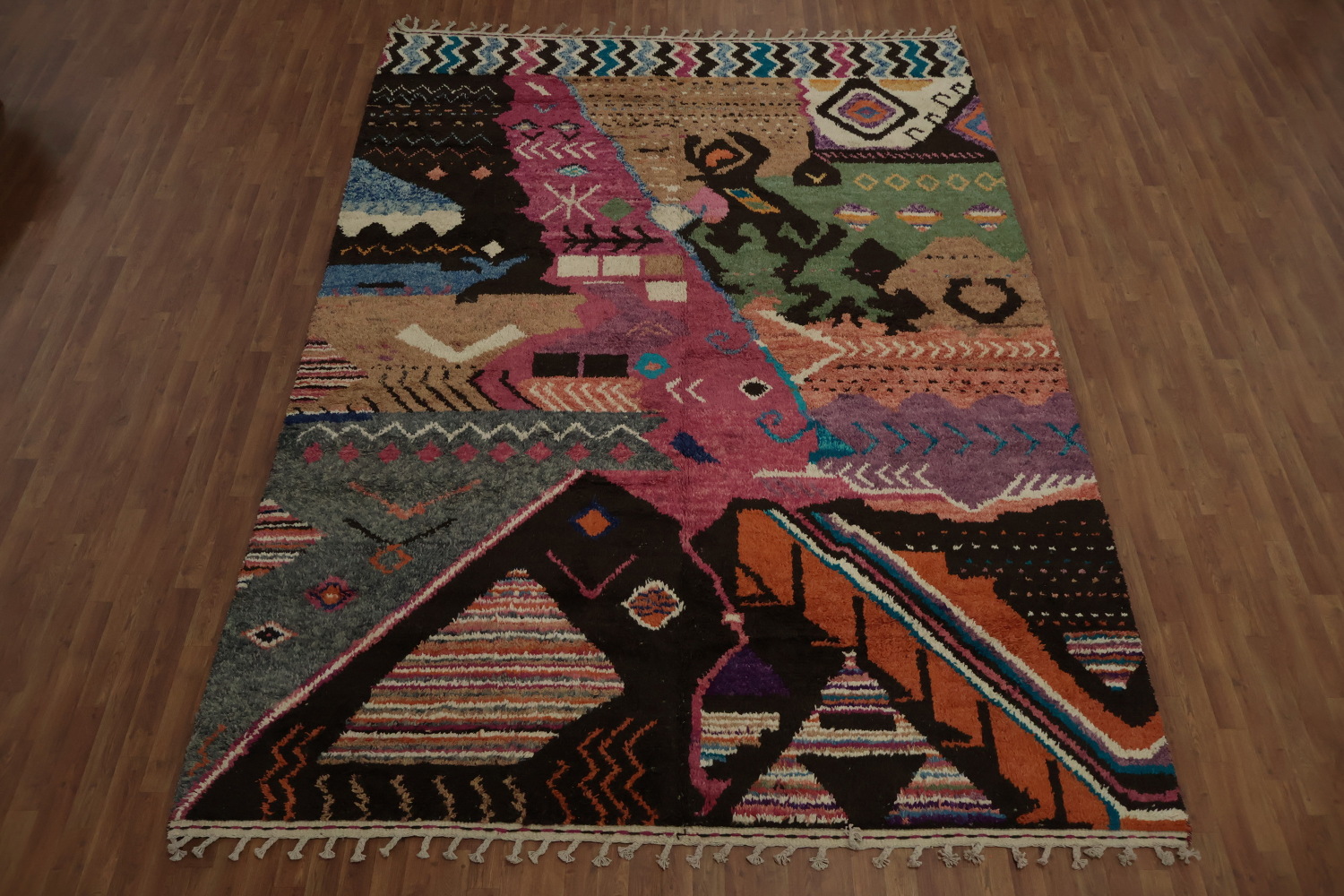 Bohemian Moroccan Large Area Rug 9x13 Diverse Cultural Motifs