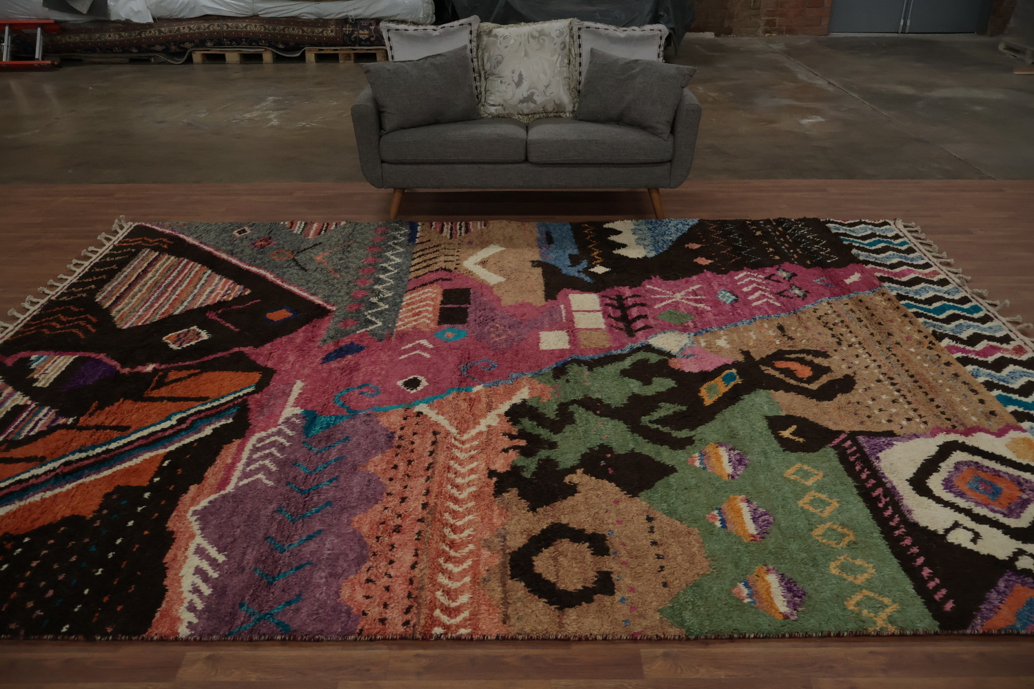 Bohemian Moroccan Large Area Rug 9x13 Diverse Cultural Motifs