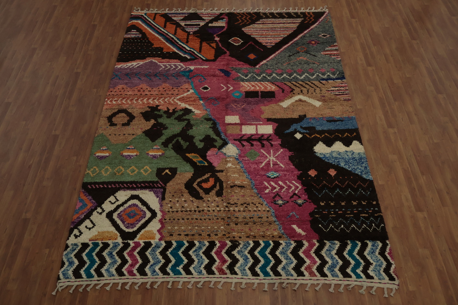 Bohemian Moroccan Large Area Rug 9x13 Diverse Cultural Motifs