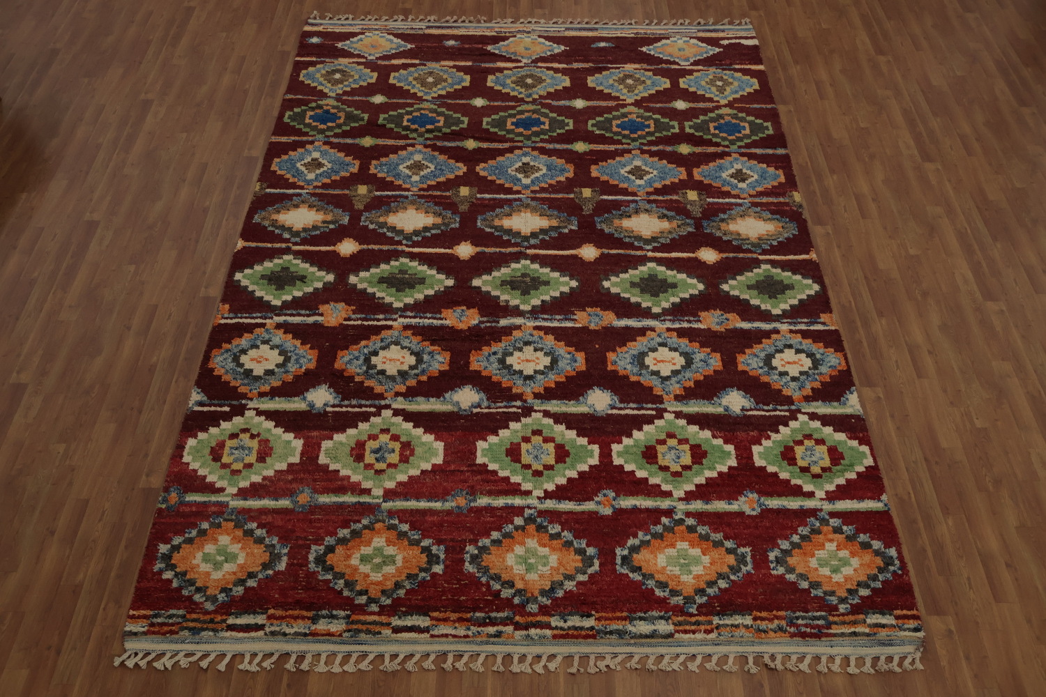 Stunning Geometric Moroccan Large Area Rug 9x13 with Rich Earthy Hues