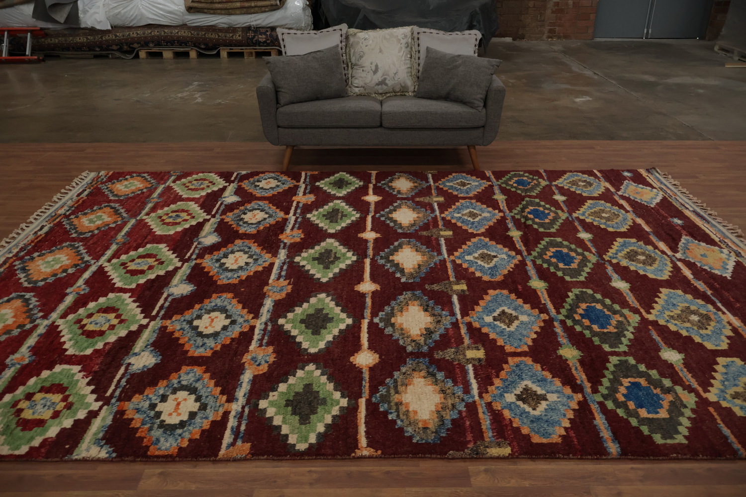 Stunning Geometric Moroccan Large Area Rug 9x13 with Rich Earthy Hues