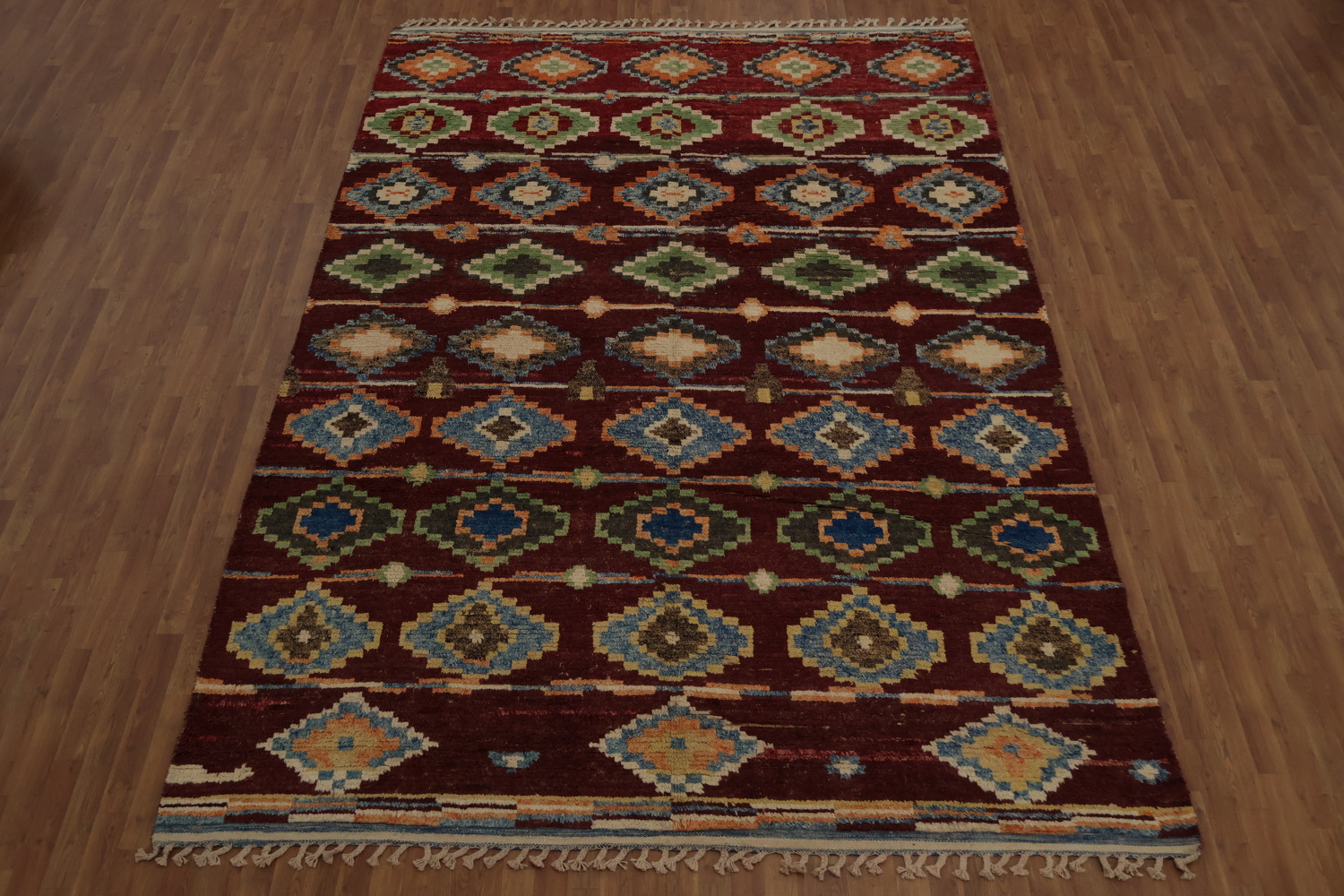 Stunning Geometric Moroccan Large Area Rug 9x13 with Rich Earthy Hues