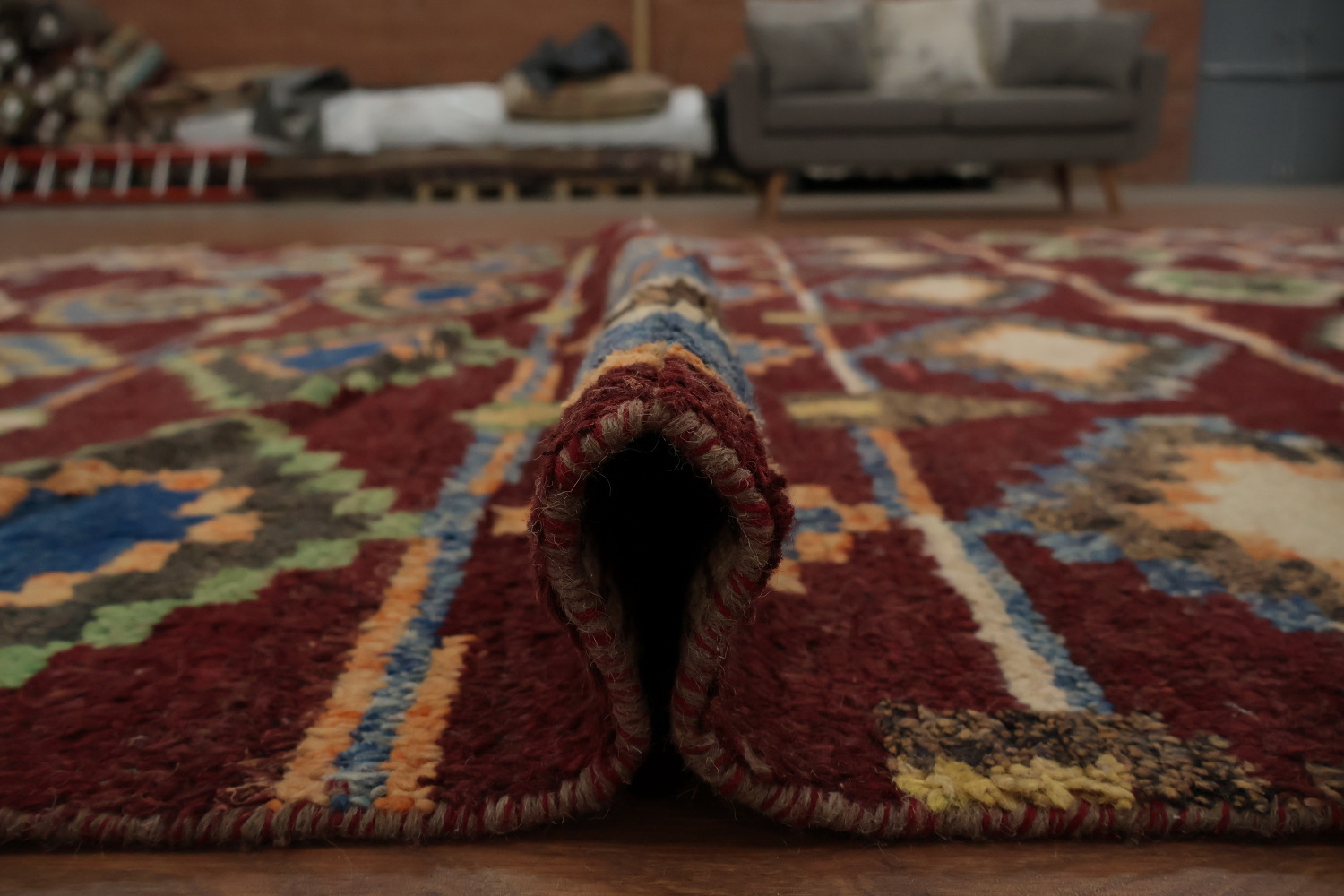 Stunning Geometric Moroccan Large Area Rug 9x13 with Rich Earthy Hues