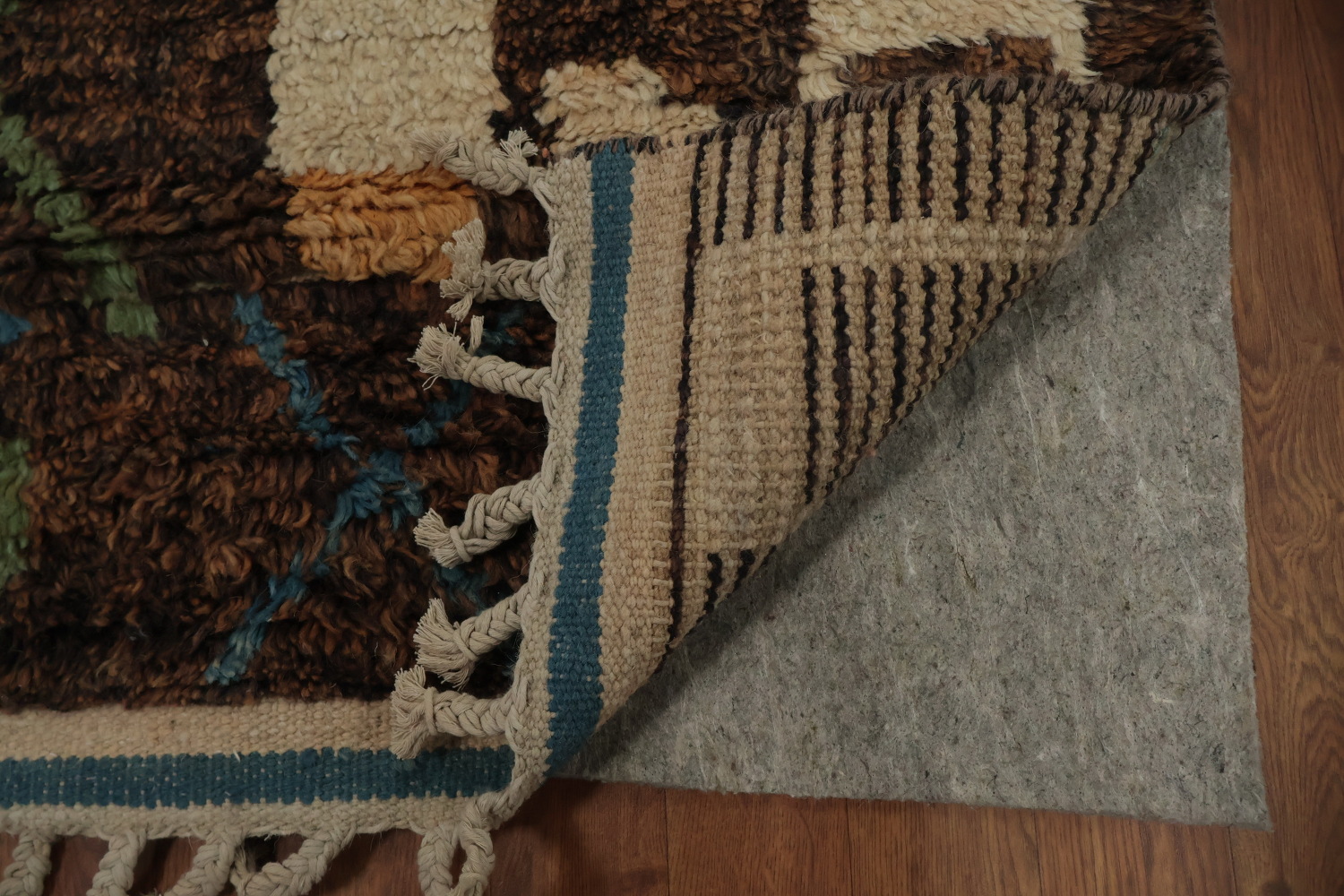 Colorful Ethnic Design Woolen Moroccan Wool Area Rug 7x11
