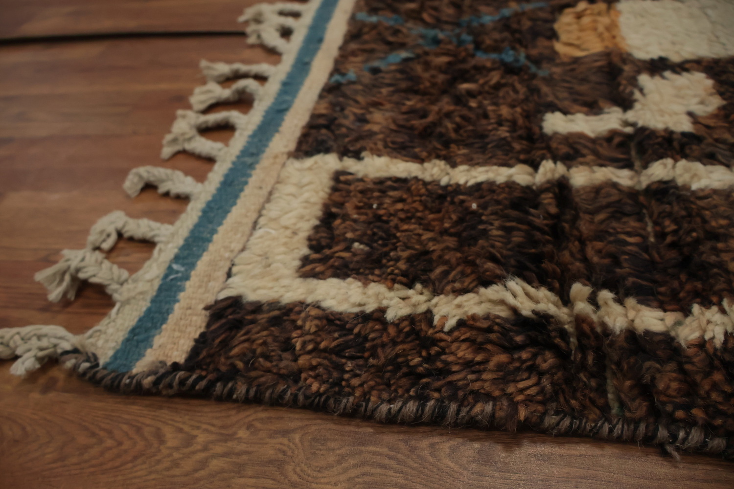 Colorful Ethnic Design Woolen Moroccan Wool Area Rug 7x11