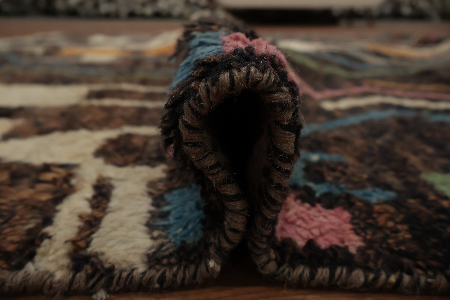 Colorful Ethnic Design Woolen Moroccan Wool Area Rug 7x11
