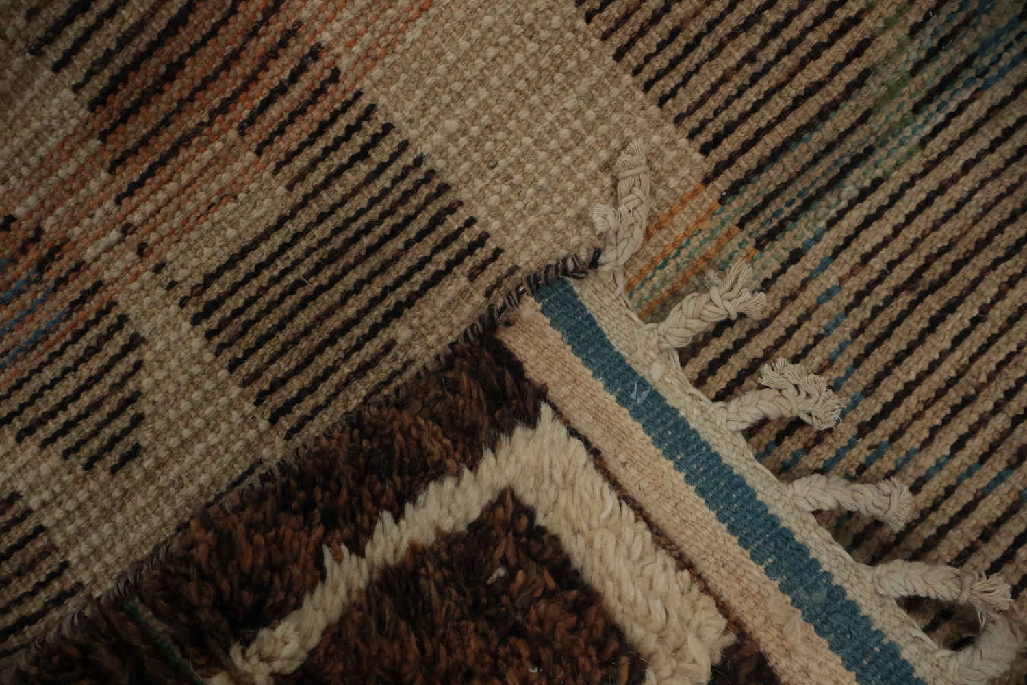 Colorful Ethnic Design Woolen Moroccan Wool Area Rug 7x11