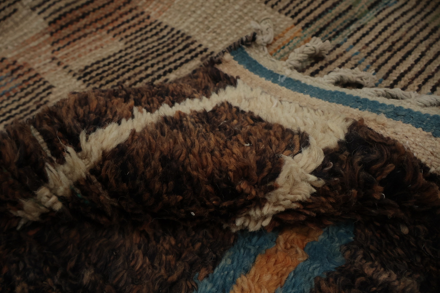 Colorful Ethnic Design Woolen Moroccan Wool Area Rug 7x11