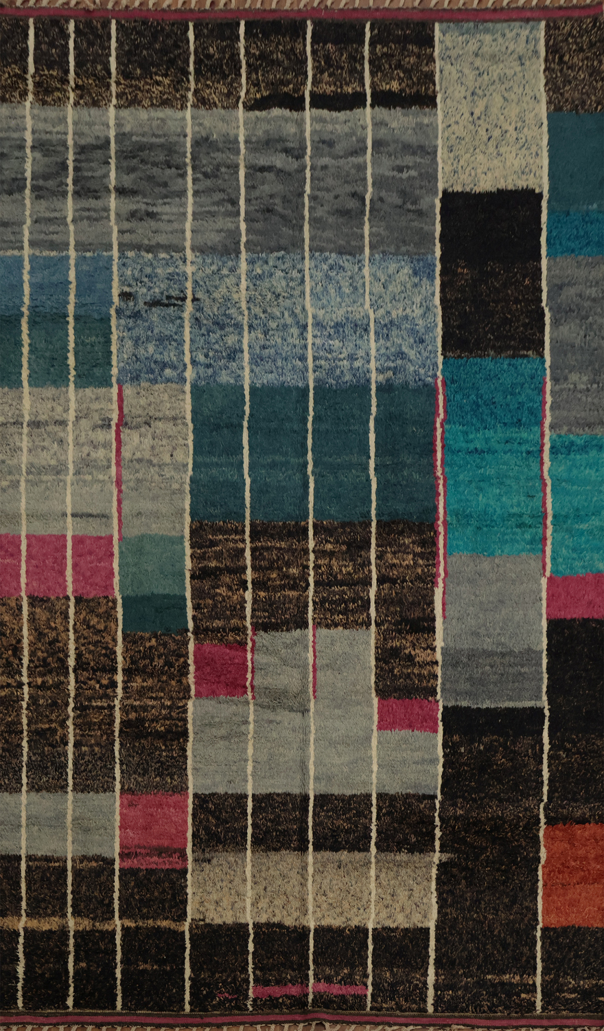 Vibrant Artistic Moroccan Area Rug 9x13 with Geometric Color Blocks