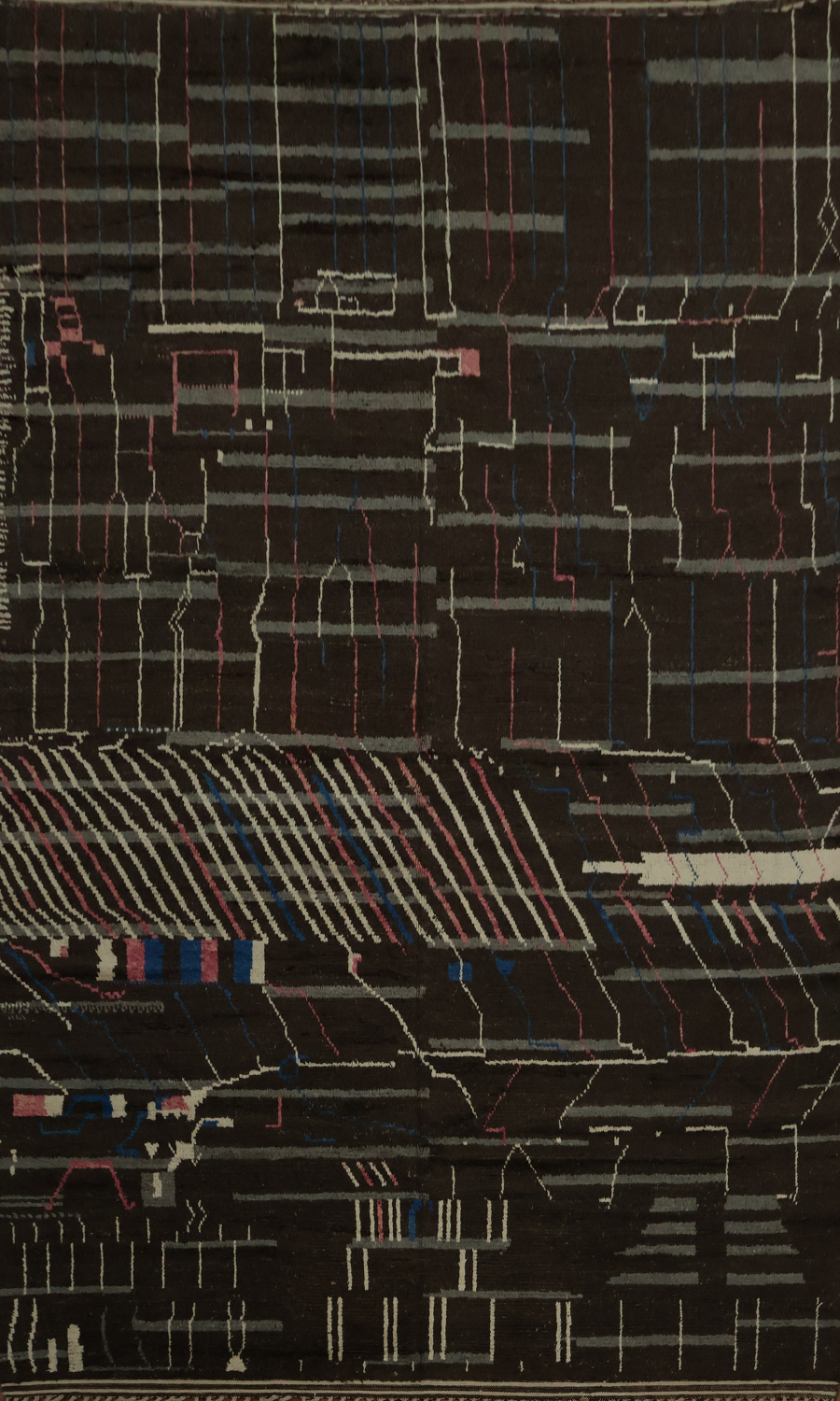 Sophisticated Grid Design Moroccan Large Wool Rug 12x19