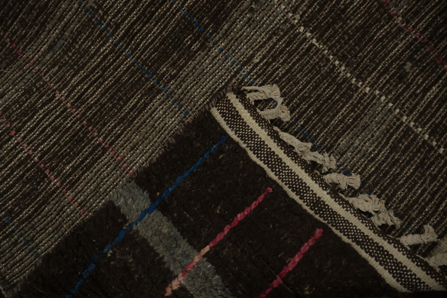 Sophisticated Grid Design Moroccan Large Wool Rug 12x19