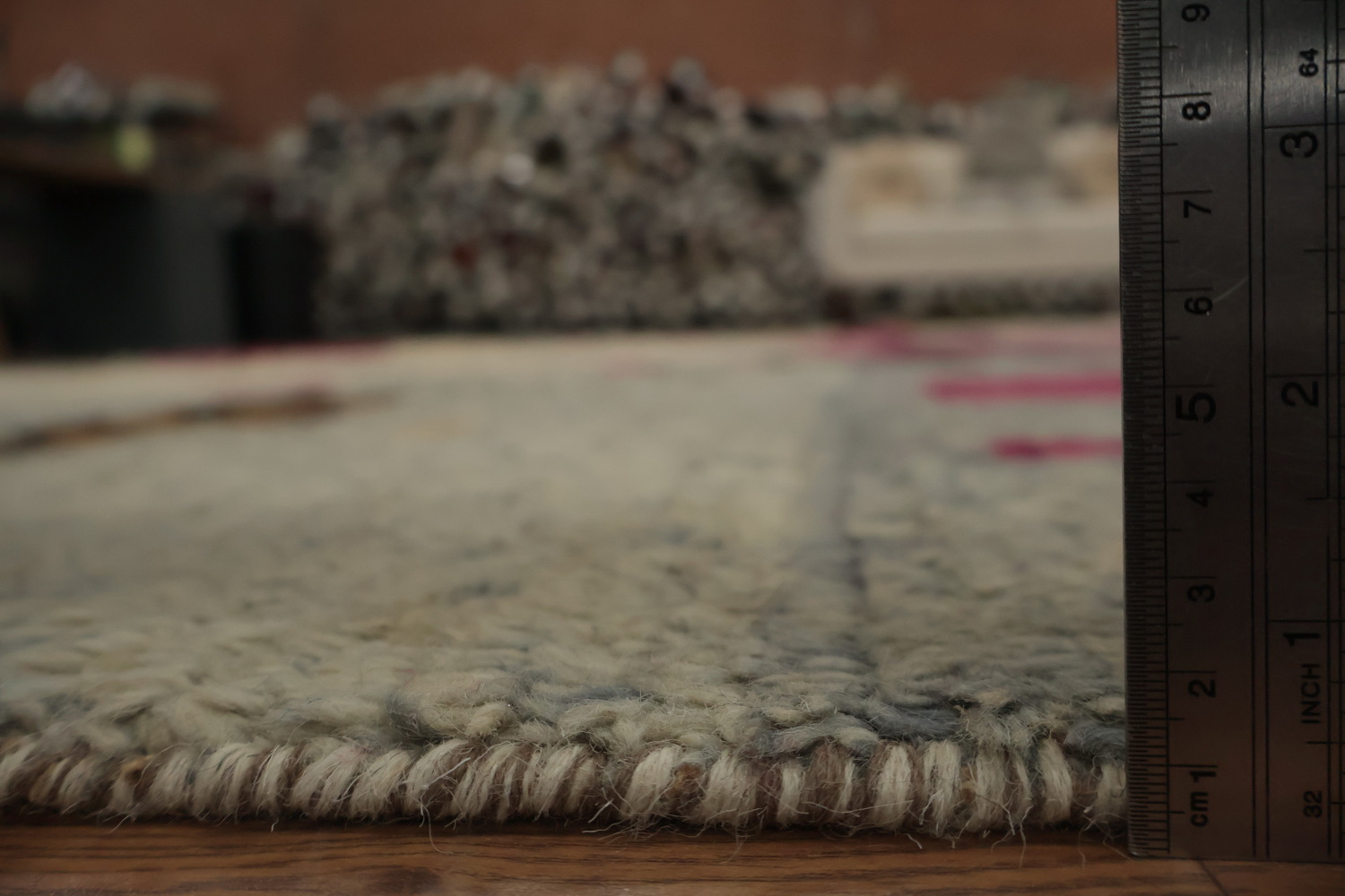 Abstract Moroccan Wool Large Rug 12x18 with Vertical Stripes