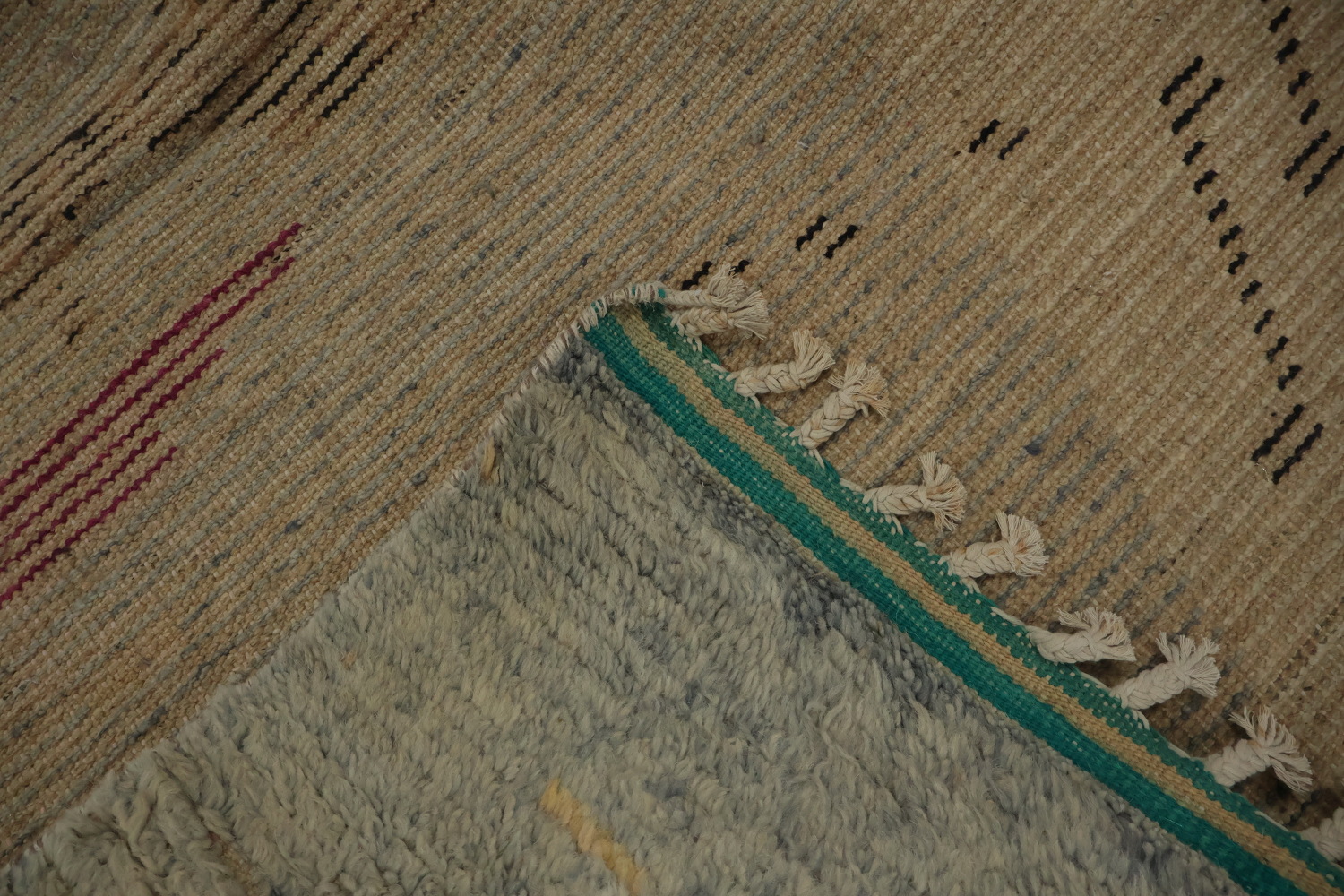 Abstract Moroccan Wool Large Rug 12x18 with Vertical Stripes