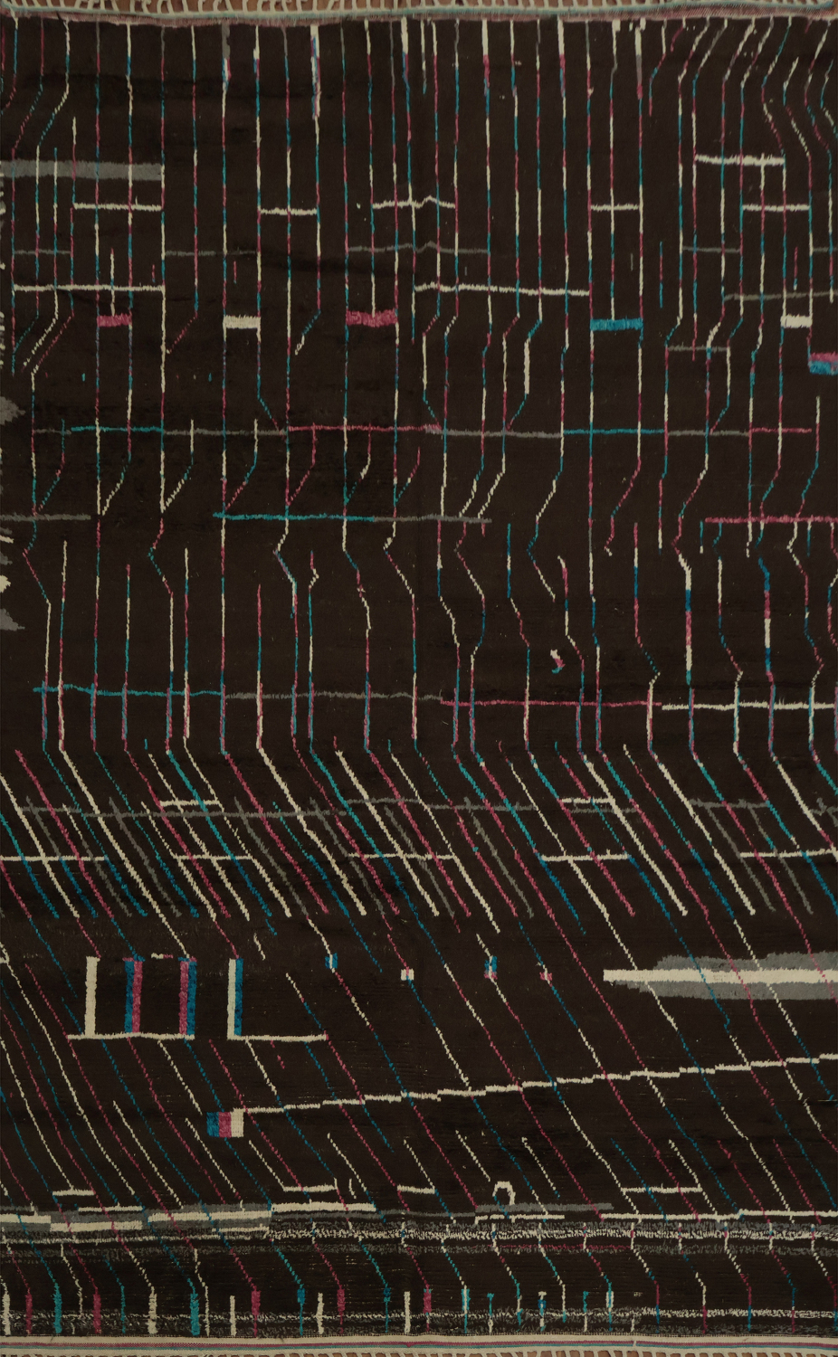 Dark Moroccan Large Rug 10x15 with Colorful Linear Geometric Design