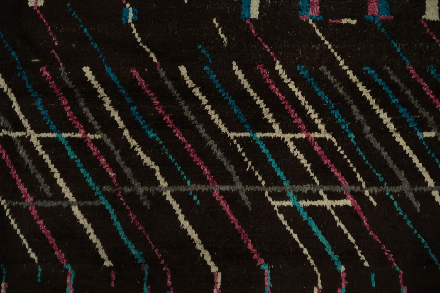 Dark Moroccan Large Rug 10x15 with Colorful Linear Geometric Design