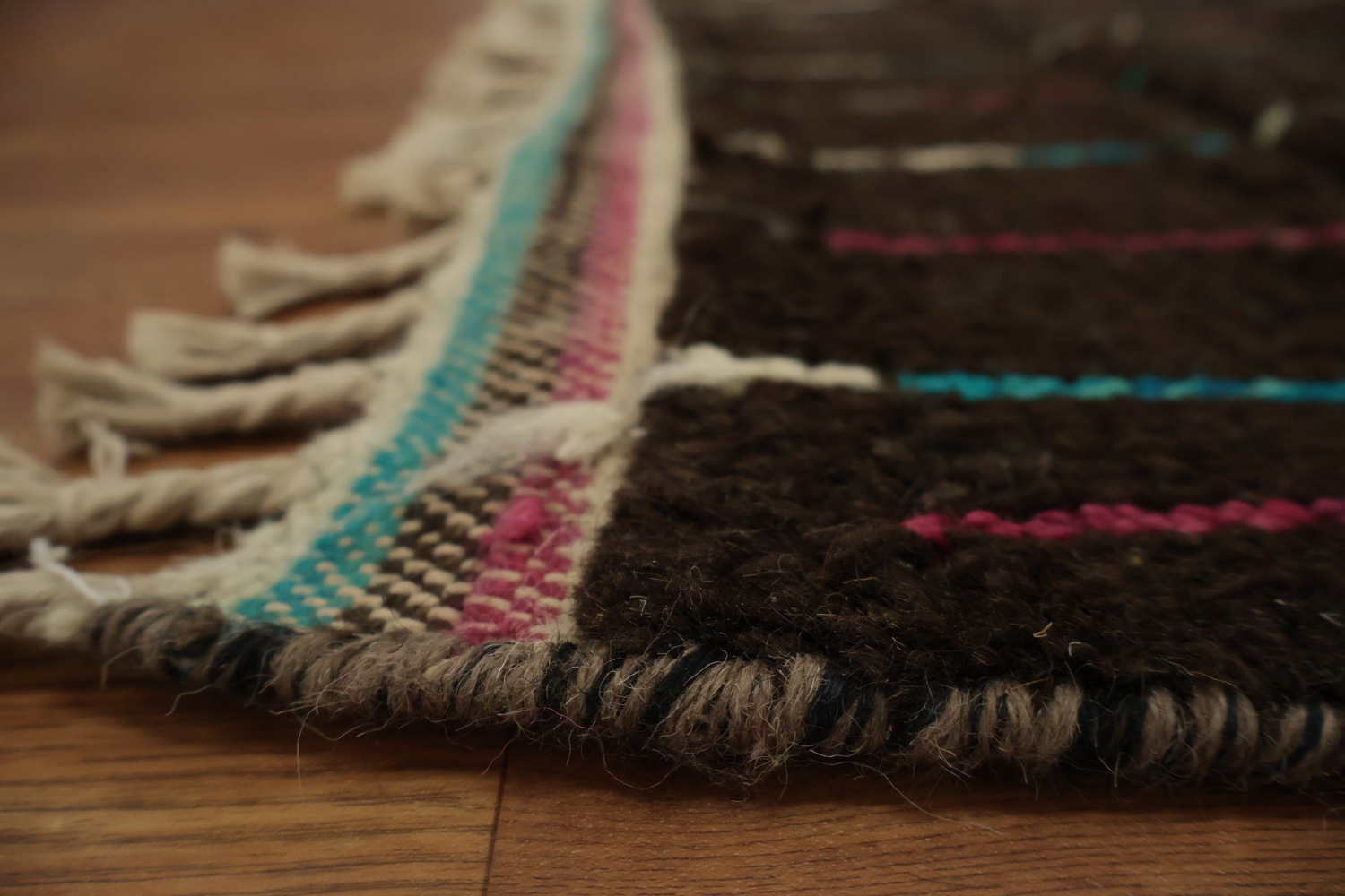 Dark Moroccan Large Rug 10x15 with Colorful Linear Geometric Design