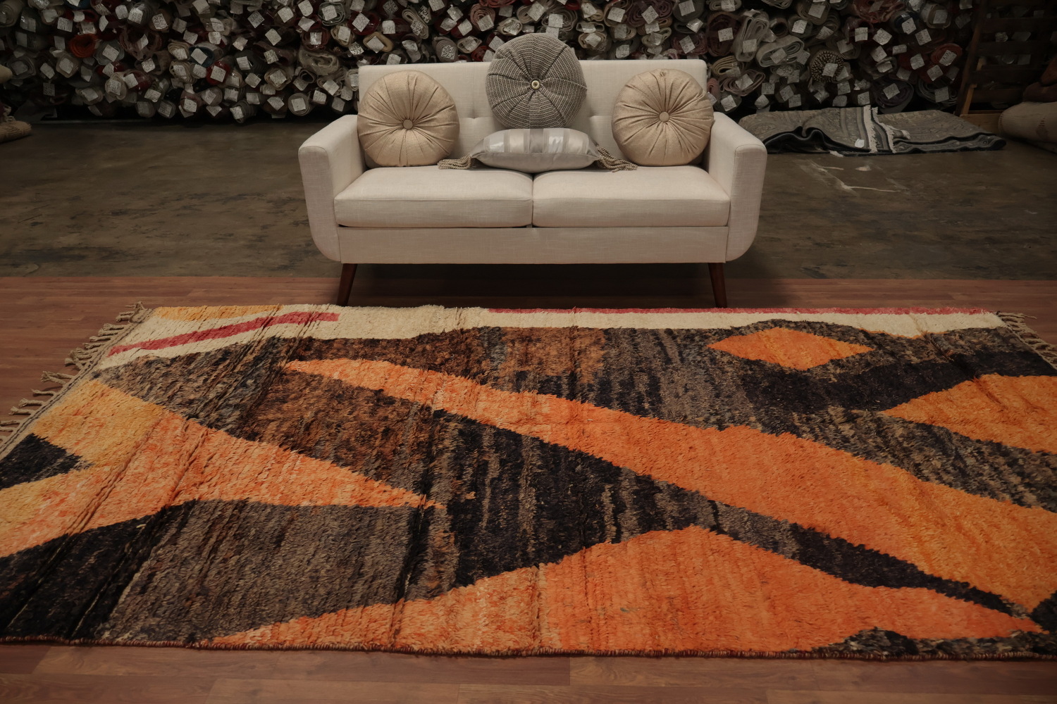 Eclectic Moroccan Area Rug 6x10 with Eye-catching Angular Motifs