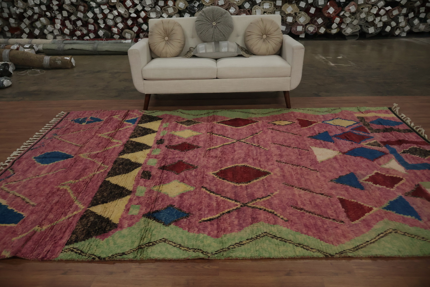 Colorful Moroccan Area Rug 7x11 with Intriguing Geometric Designs