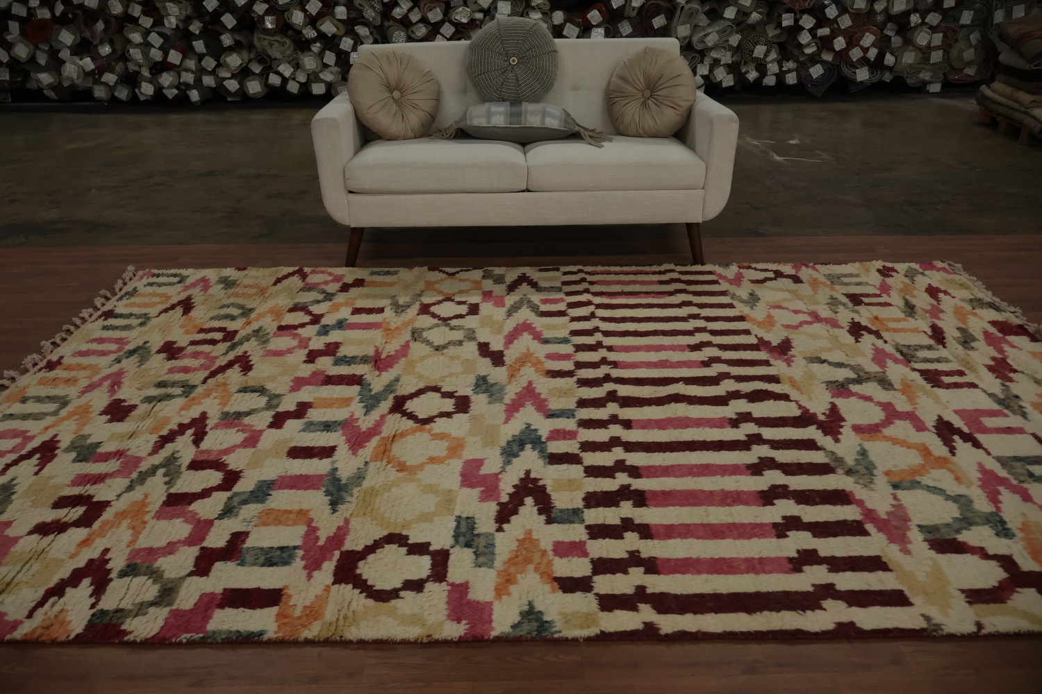 Moroccan Area Rug 7x11 with Eye-Catching Symmetrical Design