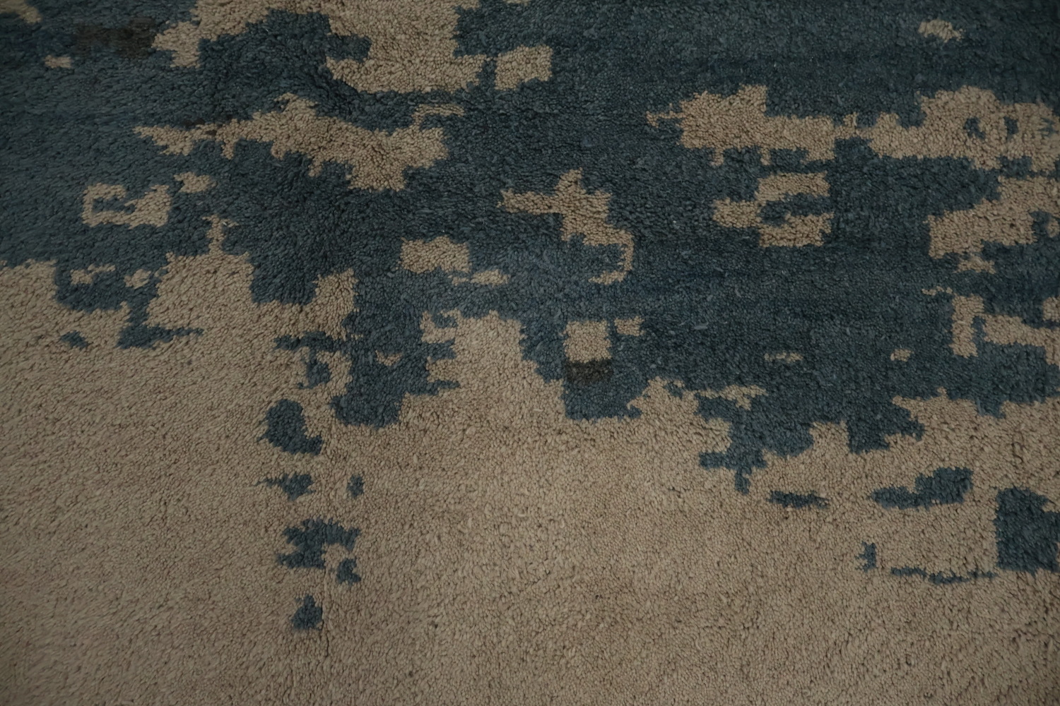 Abstract Large Area Rug 10x14 in Soothing Blue and Warm Grey Tones