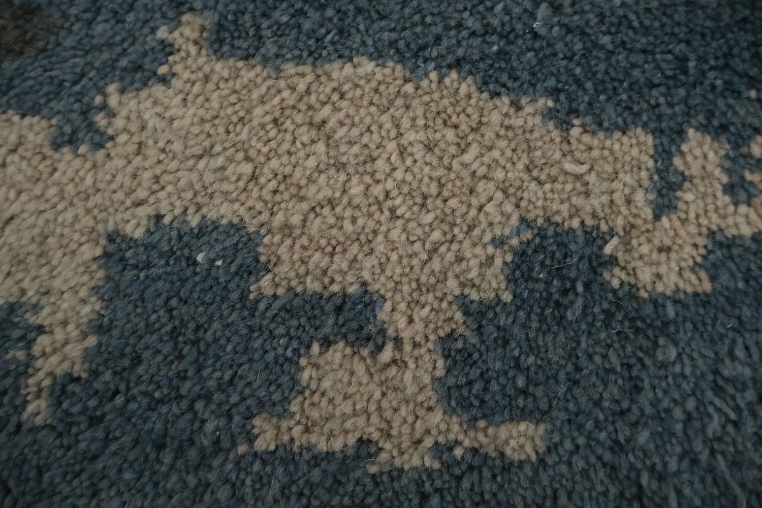 Abstract Large Area Rug 10x14 in Soothing Blue and Warm Grey Tones