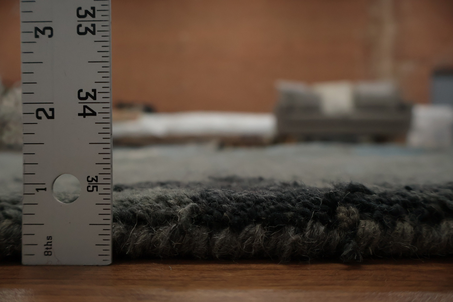 Abstract Large Area Rug 10x14 in Soothing Blue and Warm Grey Tones