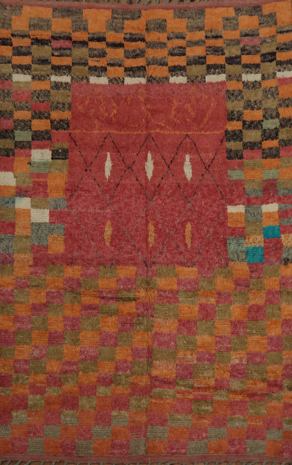 Checkered Moroccan Wool Area Rug 8x11